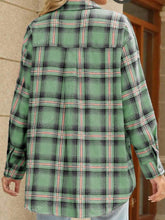 1pc Women Casual Loose Plaid Flannel Long Sleeve Shirt, Autumn
